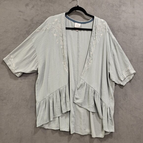 Knox Rose Cardigan Womens Sz Small Open Front Kimono Tunic‎ Embroidered Boho - Picture 1 of 8
